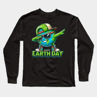 Earth Day 2024 Funny Earth Day Kids Toddler Girls Boys Dab Long Sleeve T-Shirt